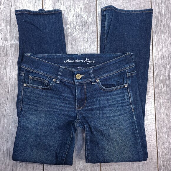 American Eagle Womens Slim Bootcut Jeans Size 6 Dark Blue Wash Stretch Pants - Picture 4 of 8